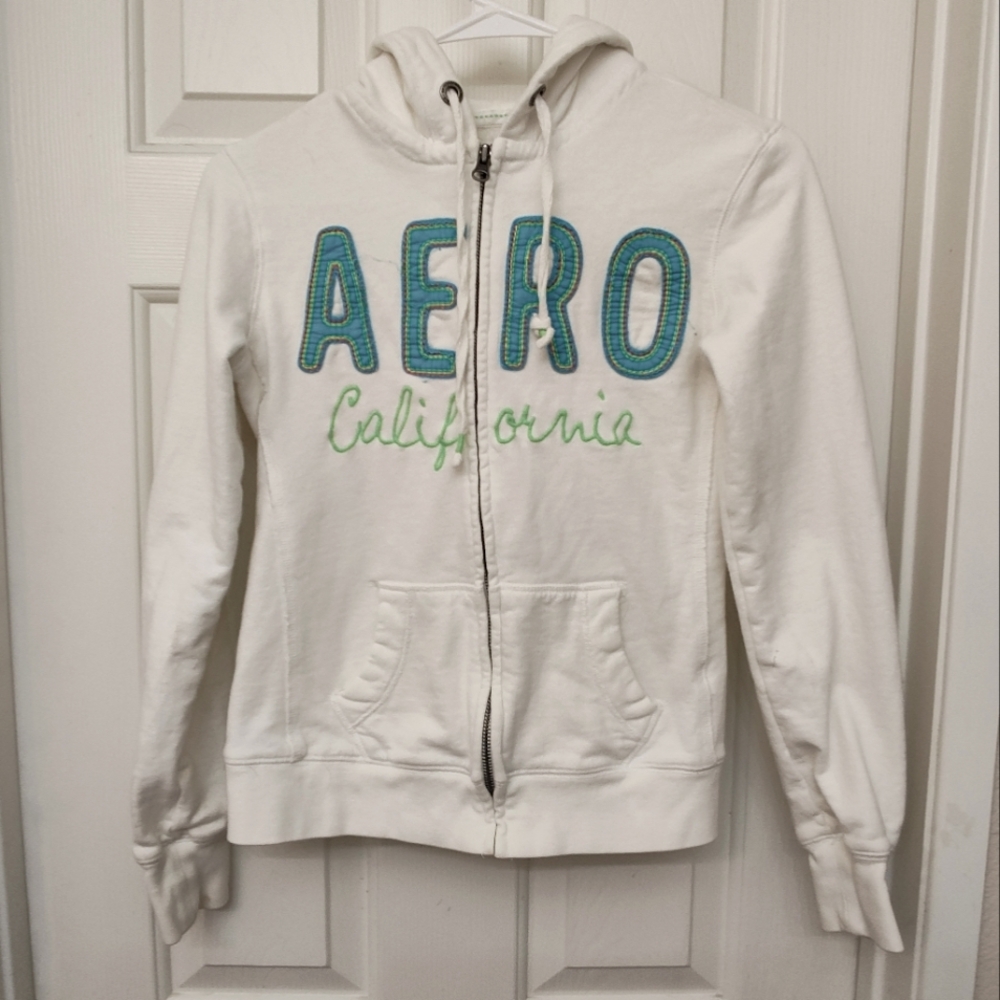 Aero White Hoodie with Blue and Green Accents